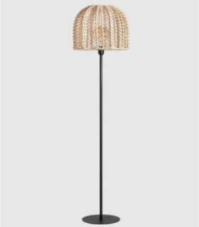 Plissé rattan floor lamp