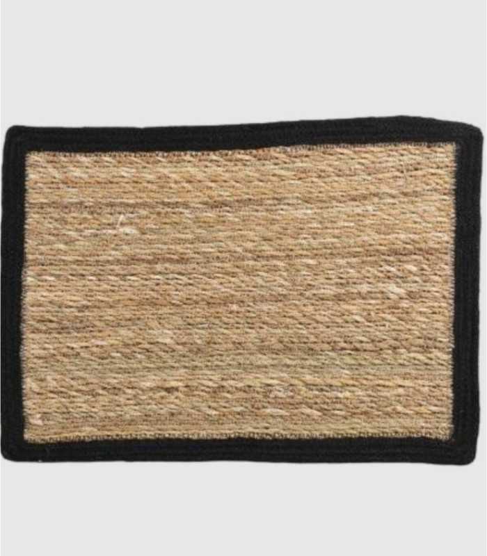 Jute vloerkleed met zwarte rand
