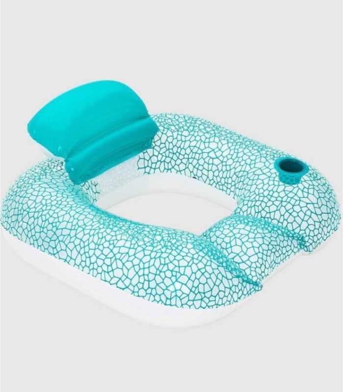 Opblaasbare fauteuil met blauwe rugleuning