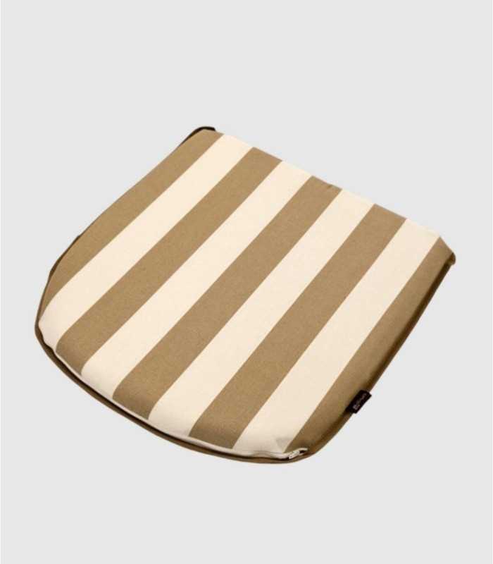 Small chair seat cushion with beige and white stripes