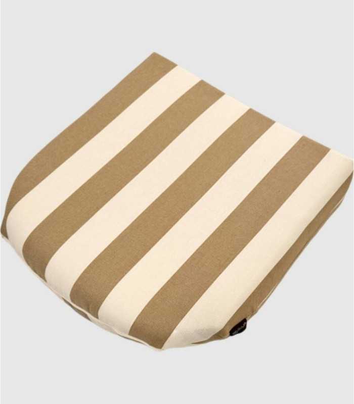 thick chair seat cushion with beige and white stripes