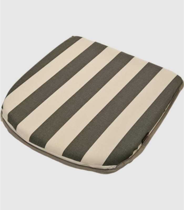 Cojín asiento silla grande rallas gris y blanco
