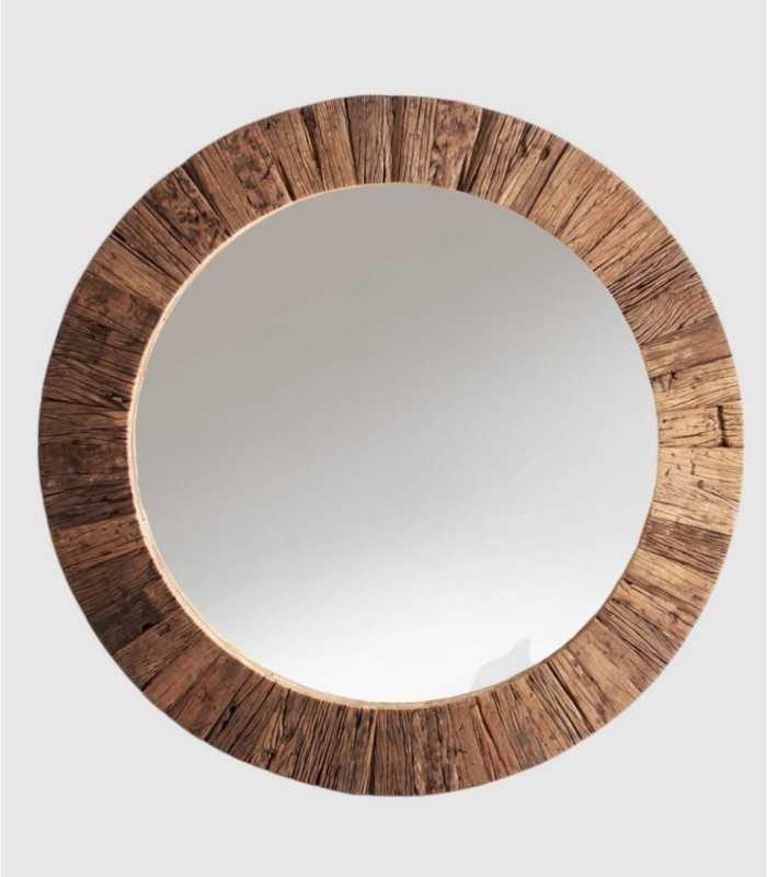 Tarakan round wooden mirror