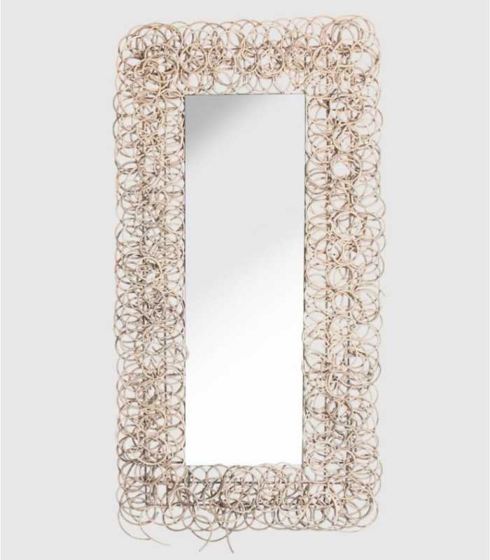 Rectangular rattan mirror
