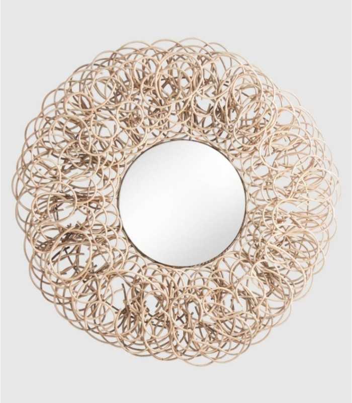 Round rattan mirror