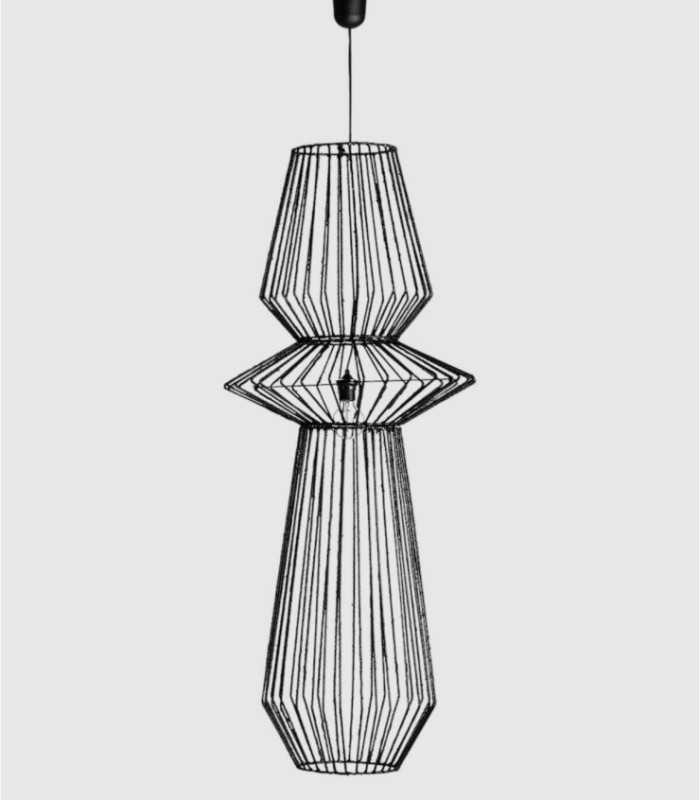 Plissé zwarte plafondlamp