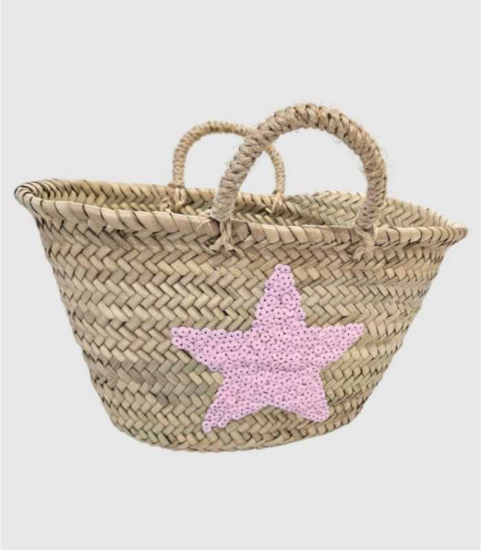 Capazo mini estrella rosa
