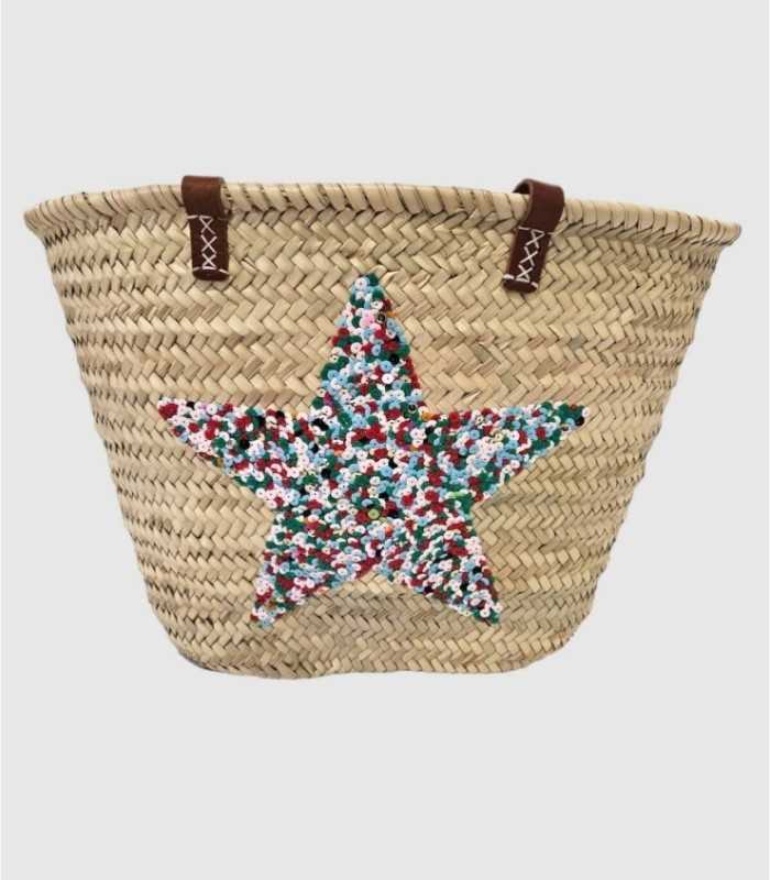 Capazo estrella multicolor con asas