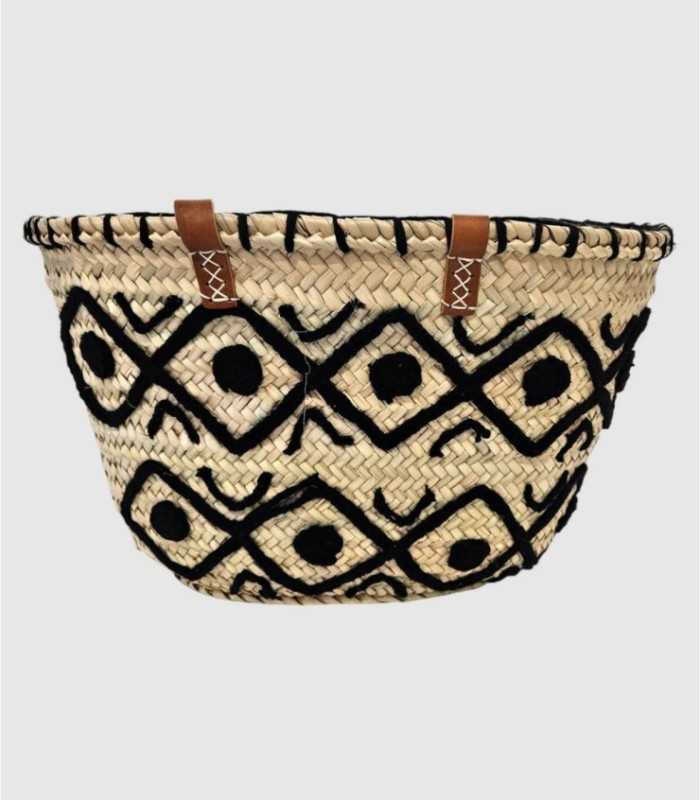 Capazo bordado negro con asas