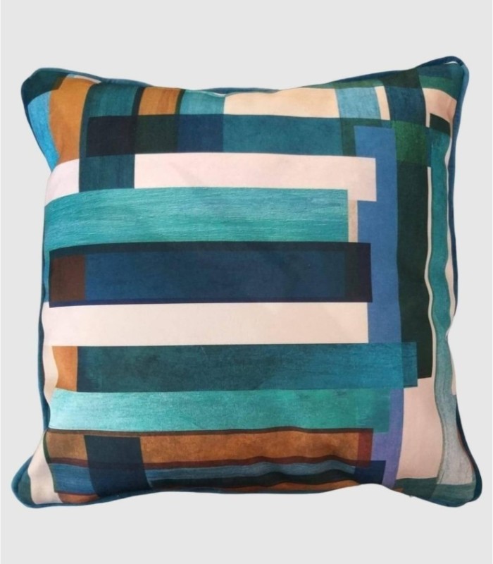 Groen gestreept kussen 45x45cm.