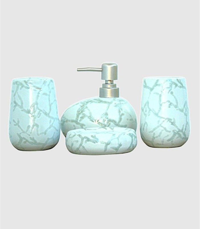 Set 4 piezas baño jabonero mármol