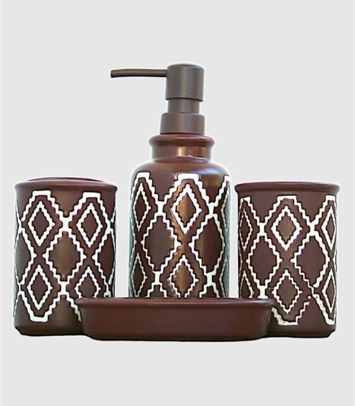 Set 4 pieces brown soap dish bathroom