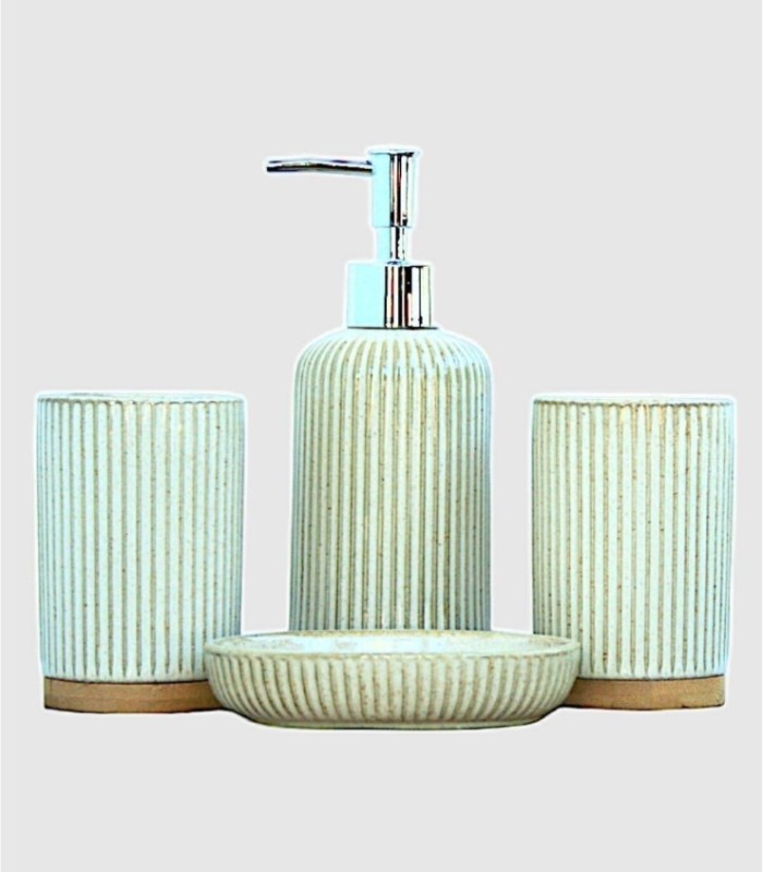 Set 4 piezas baño jabonero blanco