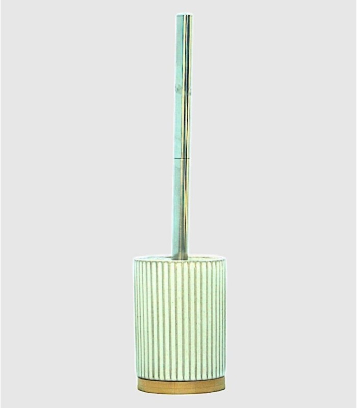 White ceramic toilet brush holder with base