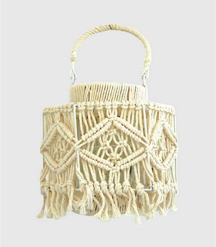 Small white rope crochet lantern