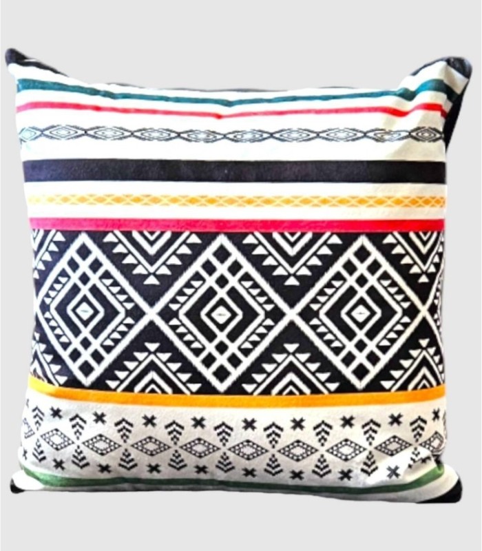 Fluwelen kussen met etnische print