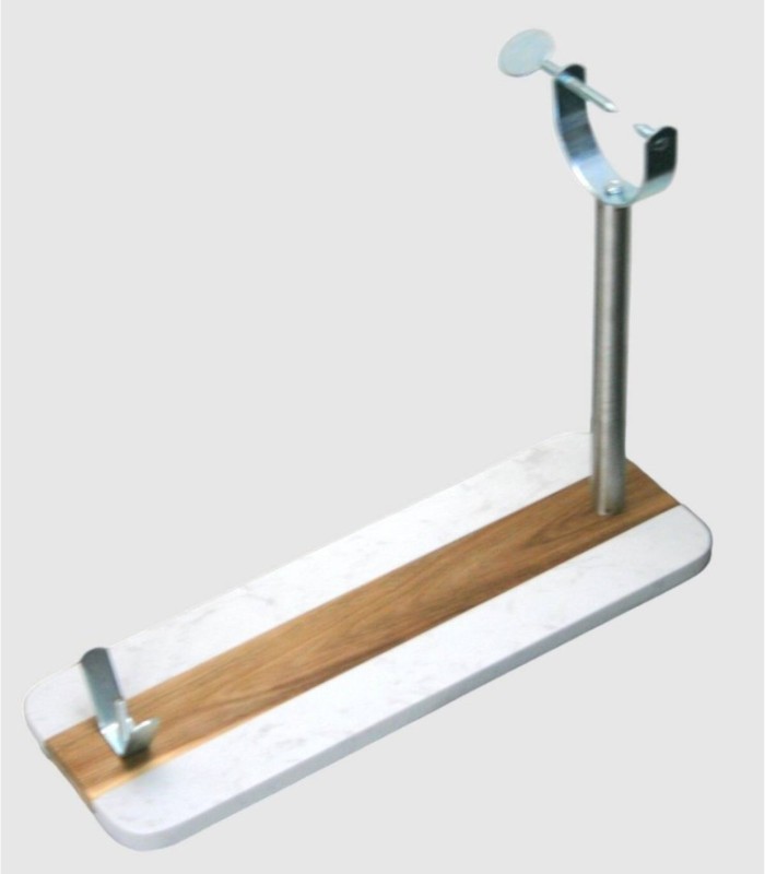 Marble and acacia ham holder