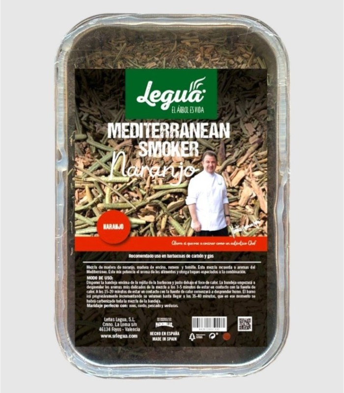 Shredded orange wood for smoking