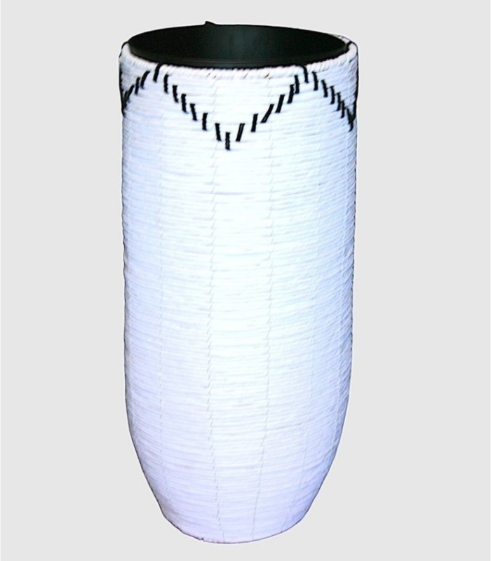 Grote zwart-witte plantenbak van touw