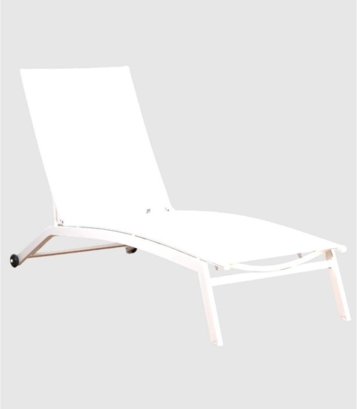 Set van 4 witte Jhon ligstoelen met wielen
