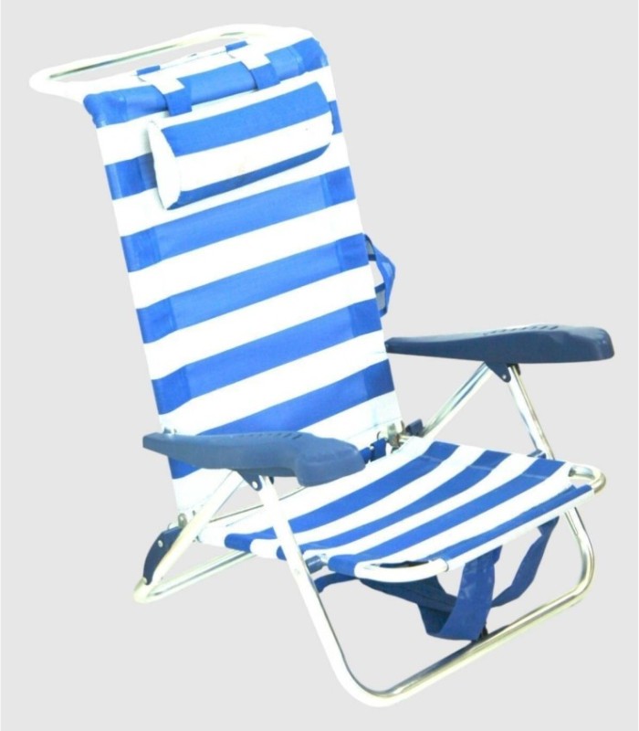 Low folding chair, blue and white