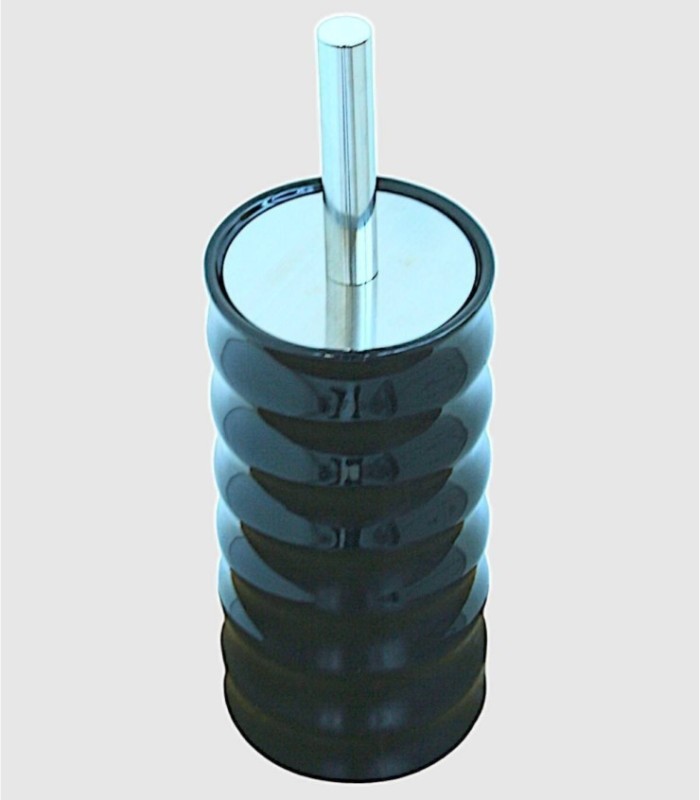 Black ceramic toilet brush holder with wavy edges