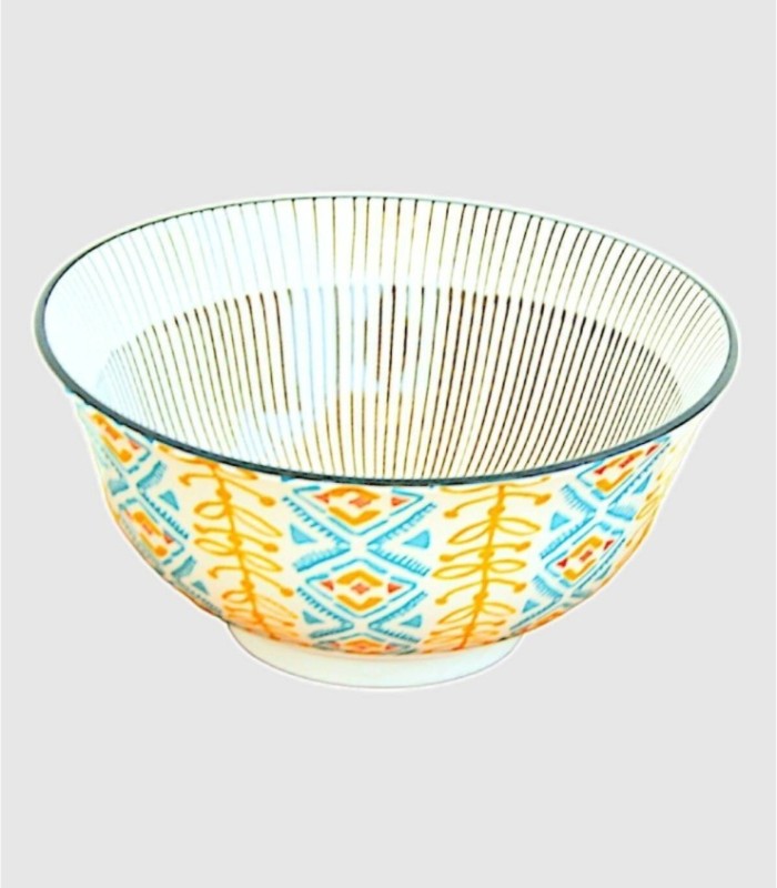 Bowl with black stripes and yellow branches