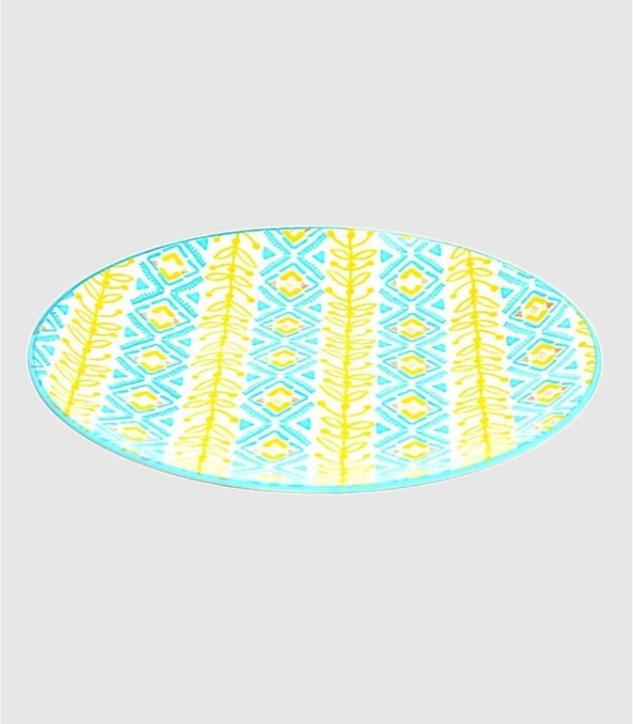 Plate with yellow branches and blue rim