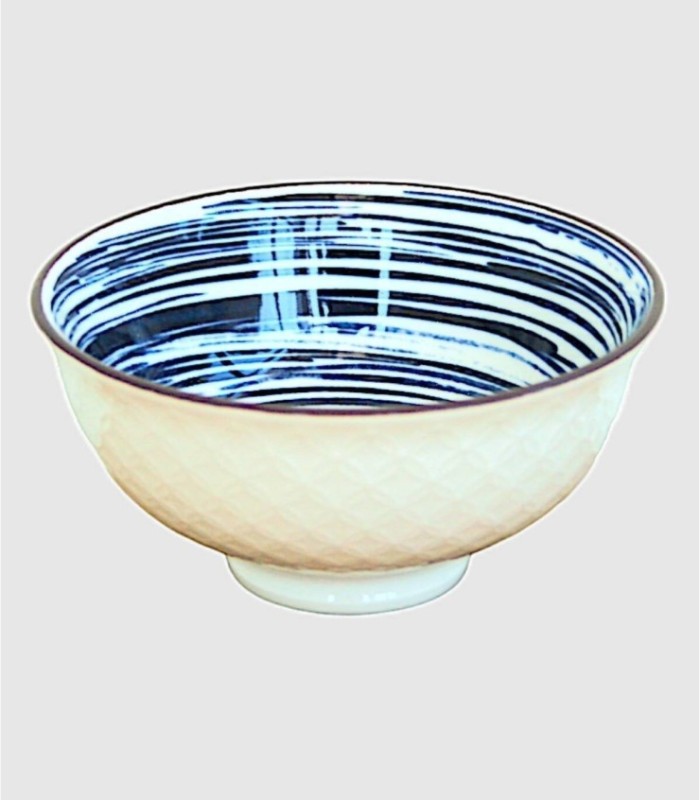 Cuenco espiral azul borde marrón