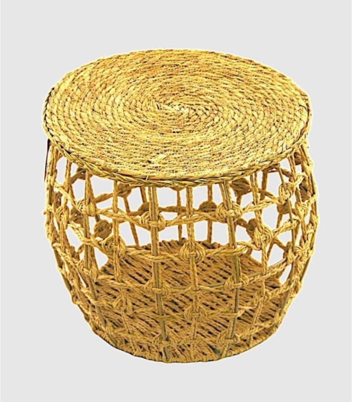 Middelgrote ronde tafel van natuurlijk touw