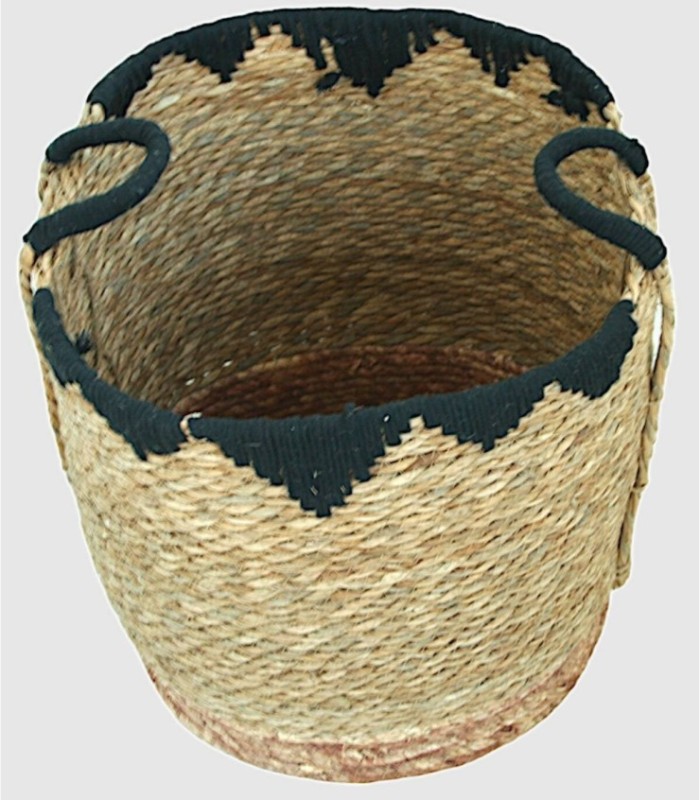 Large black rope handle basket