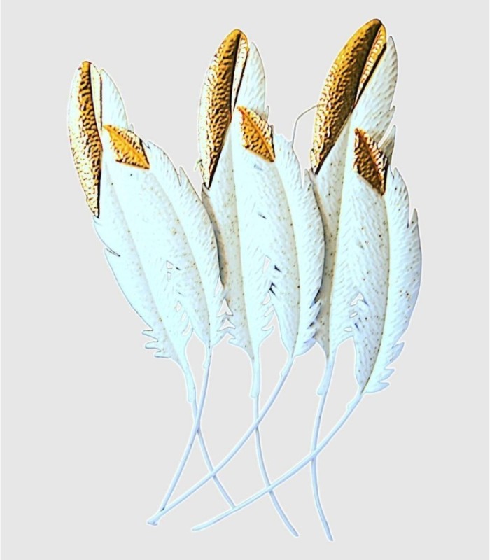 Gold white feather metal decoration