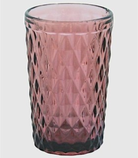 Set of 6 purple diamond-patterned crystal glasses