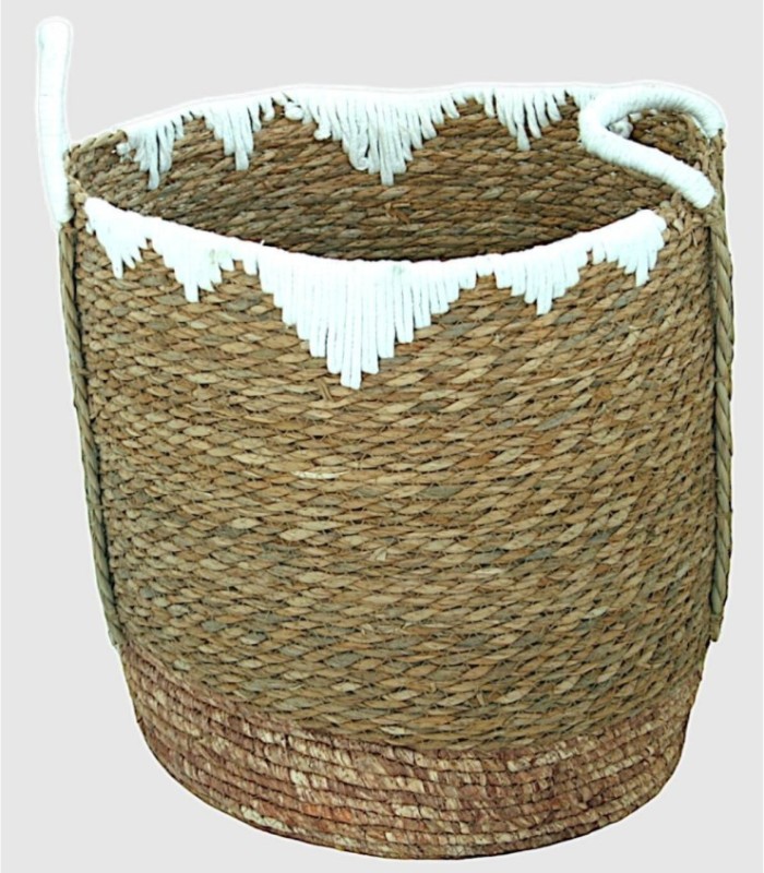 Large white rope handle basket