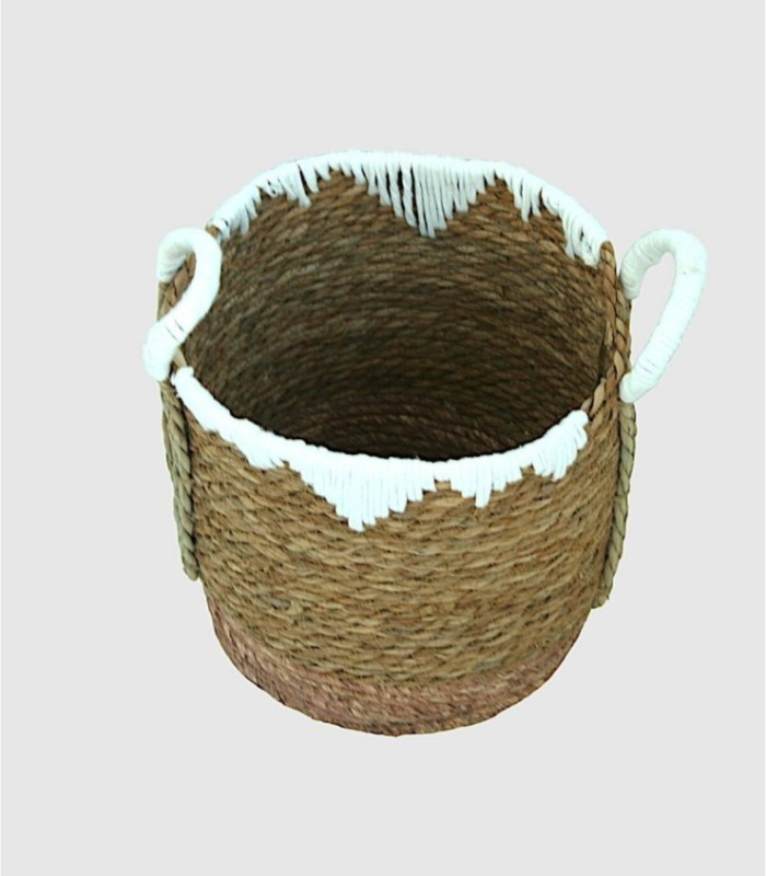 Small white rope handle basket