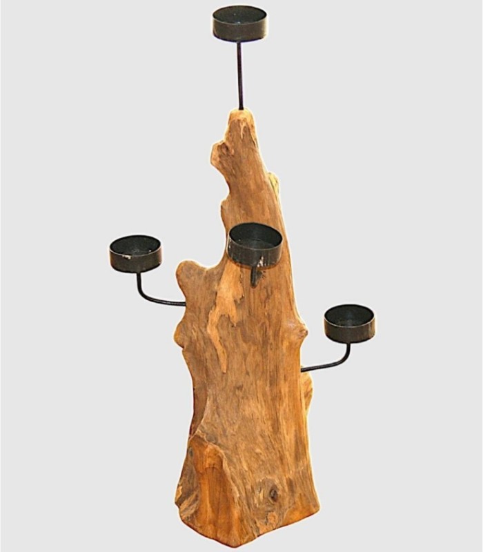 Candelabro de madera de 4 soportes, diseño único