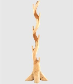 Wooden Coat Rack, Branched Design.