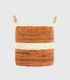 Small Rustic Wicker Basket with White Details