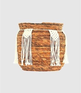 Cesta Rústica de Mimbre con Asas Blancas pequeños