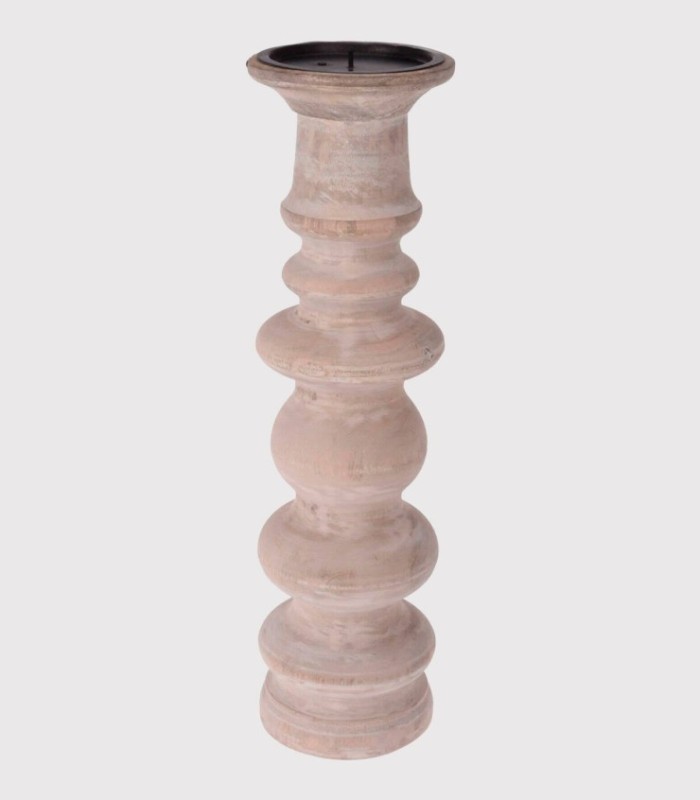 Large wooden cylindrical candlestick