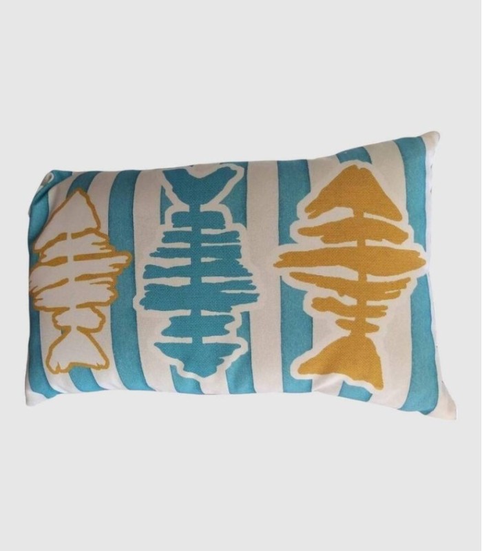 Decoratief kussen 30x50cm met vismotief.