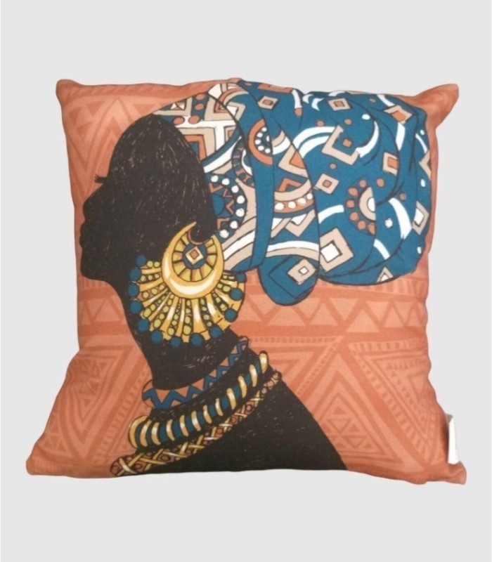 African woman ethnic cushion 45x45cm.
