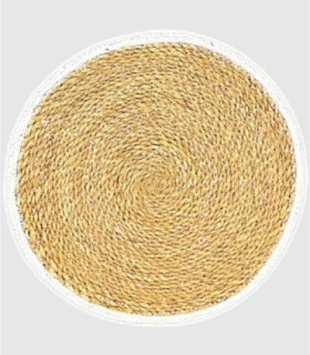 Grote onderzetter van zeegras met witte afwerking