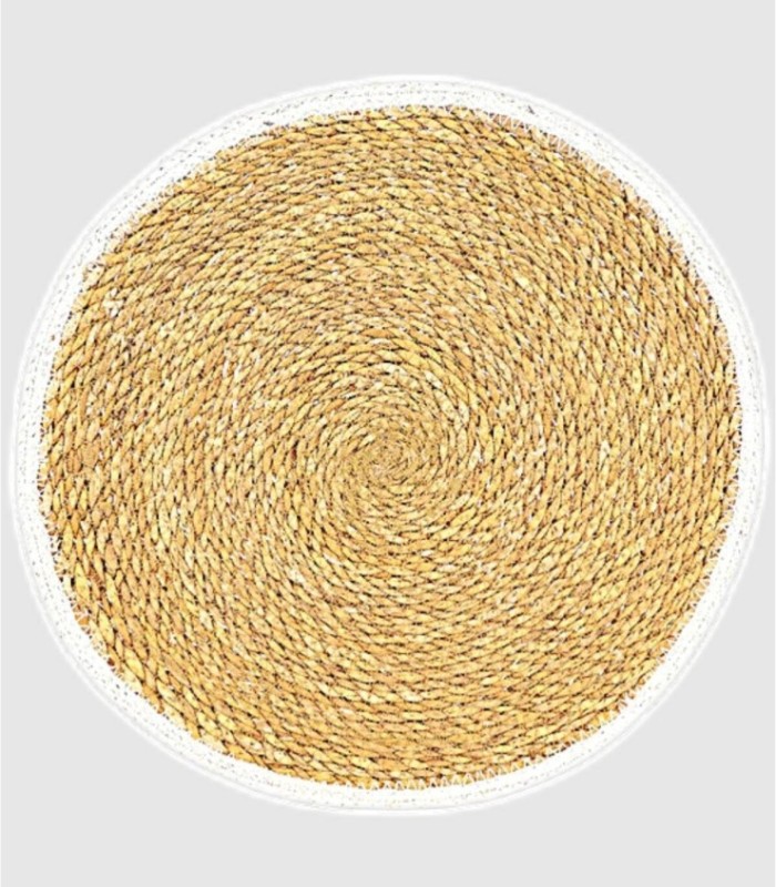 Large white trim seagrass placemat