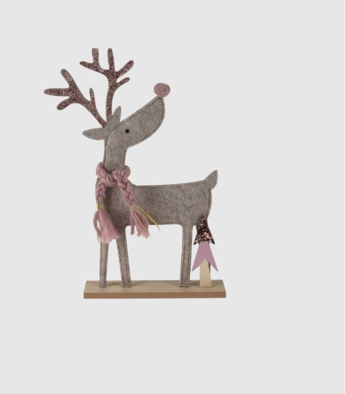 Kerst rendier roze en bruin vilt materiaal.