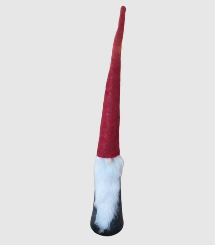 Christmas decoration Santa Claus with long red felt head, white beard and hair, 43x7cm