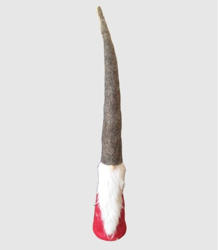Christmas decoration Santa Claus with a long gray felt head.