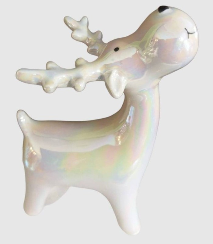 Kerstdecoratie rendier voorhoofd met glitters 13x8cm.