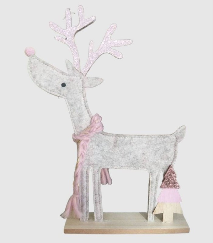 Christmas reindeer pink and brown felt material.