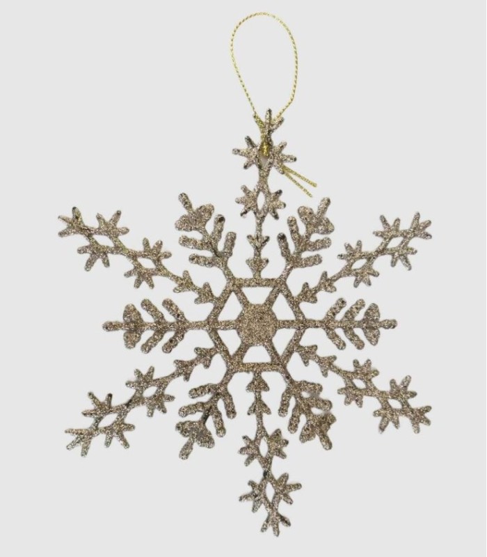 Decoración colgante para árbol plata copo de nieve 16cm.